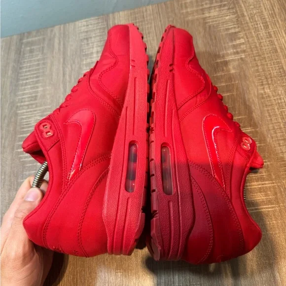 Nike Air Max 1 Sz 8.5‎ Attack Pack Red 308866-600 Powerwall Shoes Sneakers - Picture 5 of 7